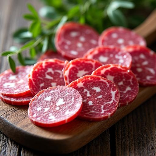 Aufgeschnittene Salami und Rohschinken Spezialitäten