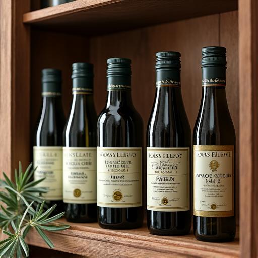Regal mit italienischem Olivenöl und Aceto Balsamico